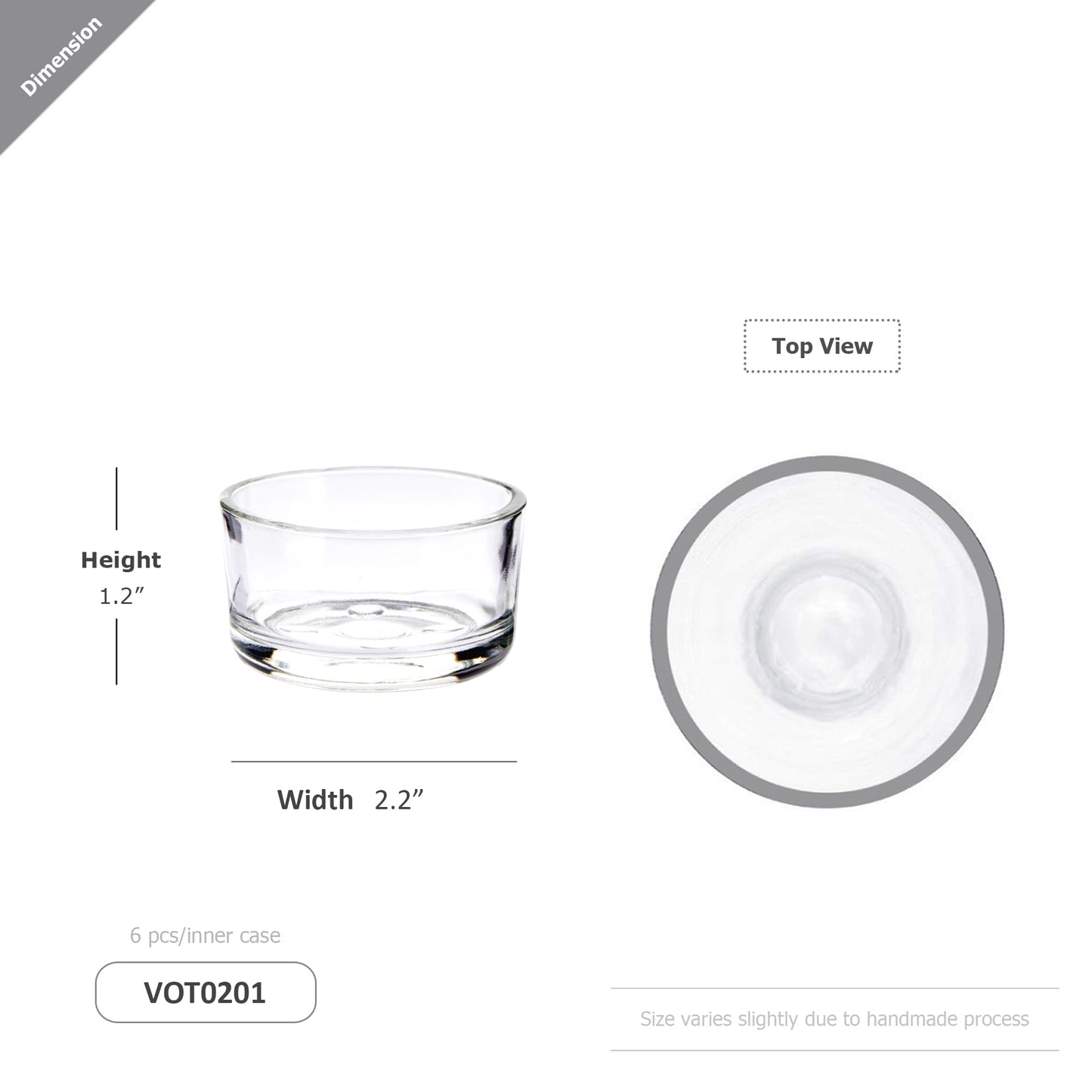 WGV Tea Light Votive Candle Holder 2x1.2 H, Clear Stubby Utility Cylinder Glass, Small Home Accent Decor, 1 Pc