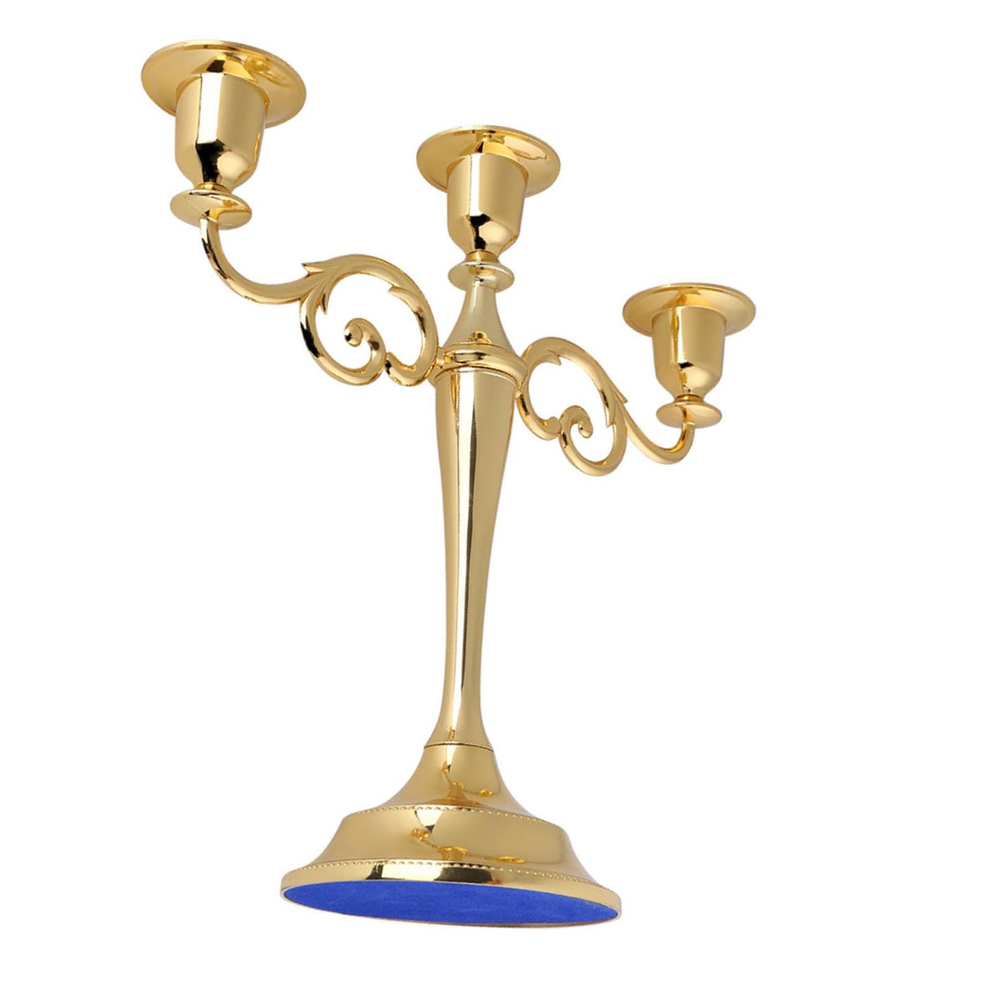 Dioche 3 Arm CandMetal Candelabra for Weddings & Home Decor | Sturdy Design, Silver Finish | Perfect Loved Ones (Gold)