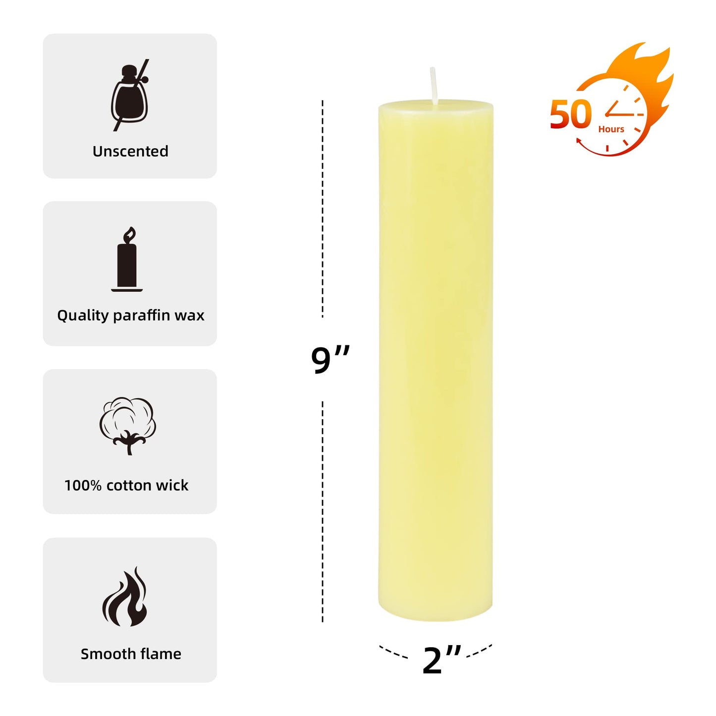 2 x 9 Ivory Pillar Candle