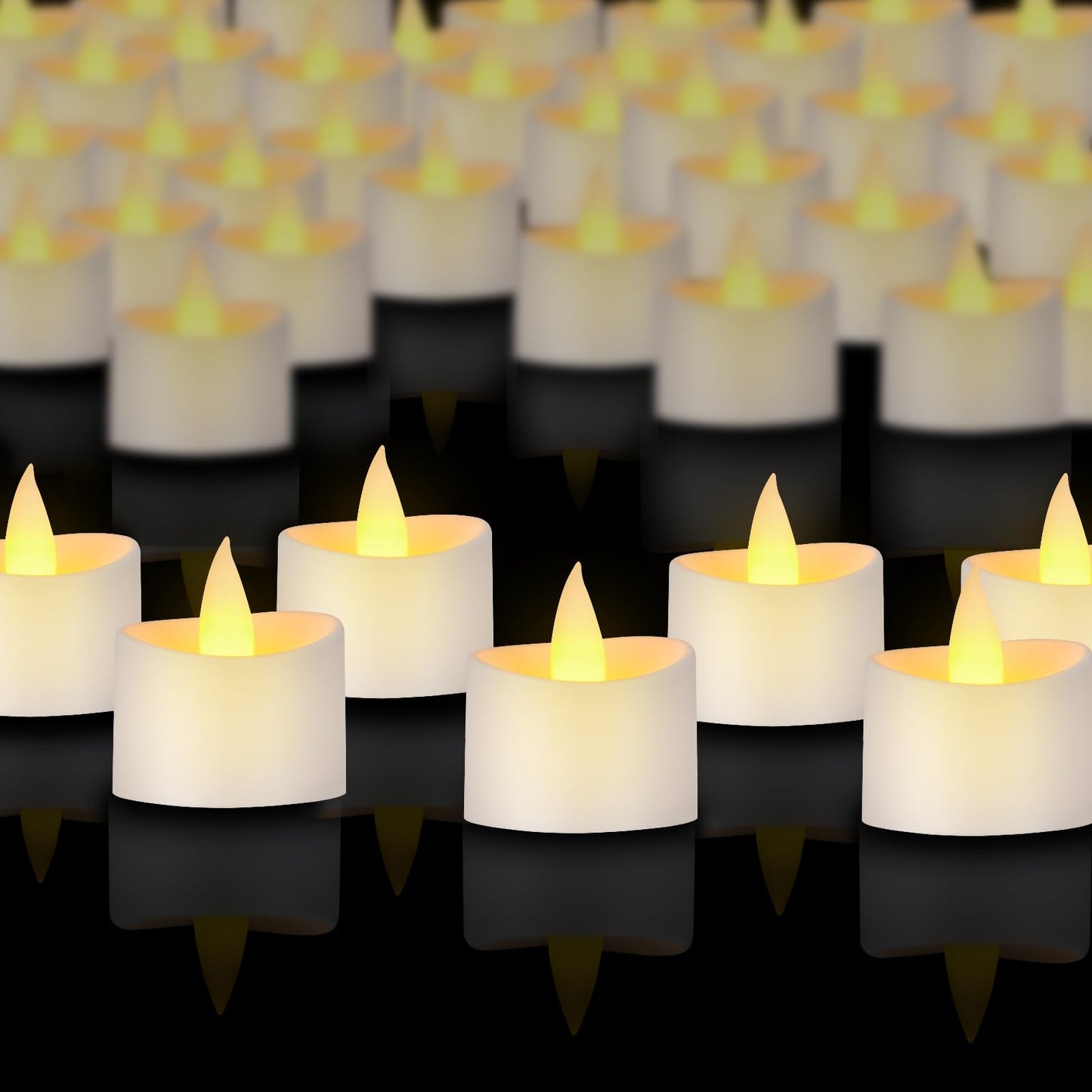 Haown White Flameless Tea Lights - 50 Pack Commercial Grade LED Tea Lights for Large Weddings, Events & Modern Home Decor (White Base, 50 Pack)