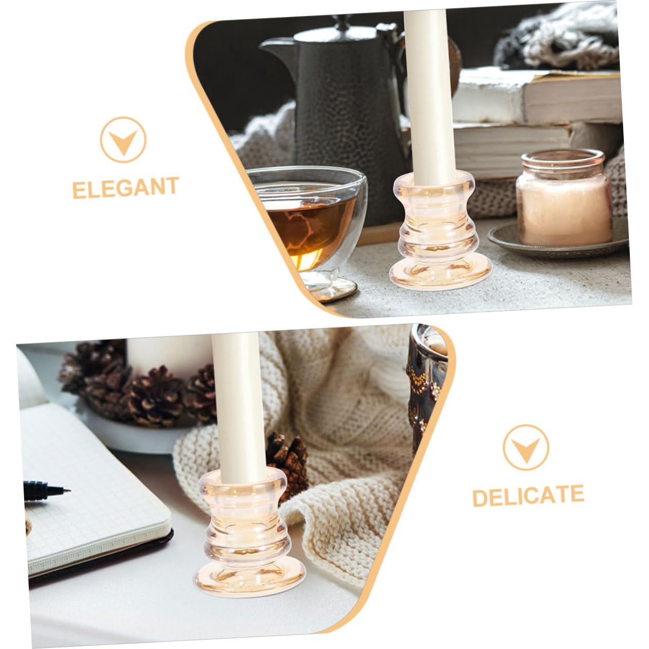 Amosfun 6pcs European Style Glass Tealight Candle Holders Elegant Centerpieces for Weddings Romantic Dinners Home Decor Stable Construction for Use