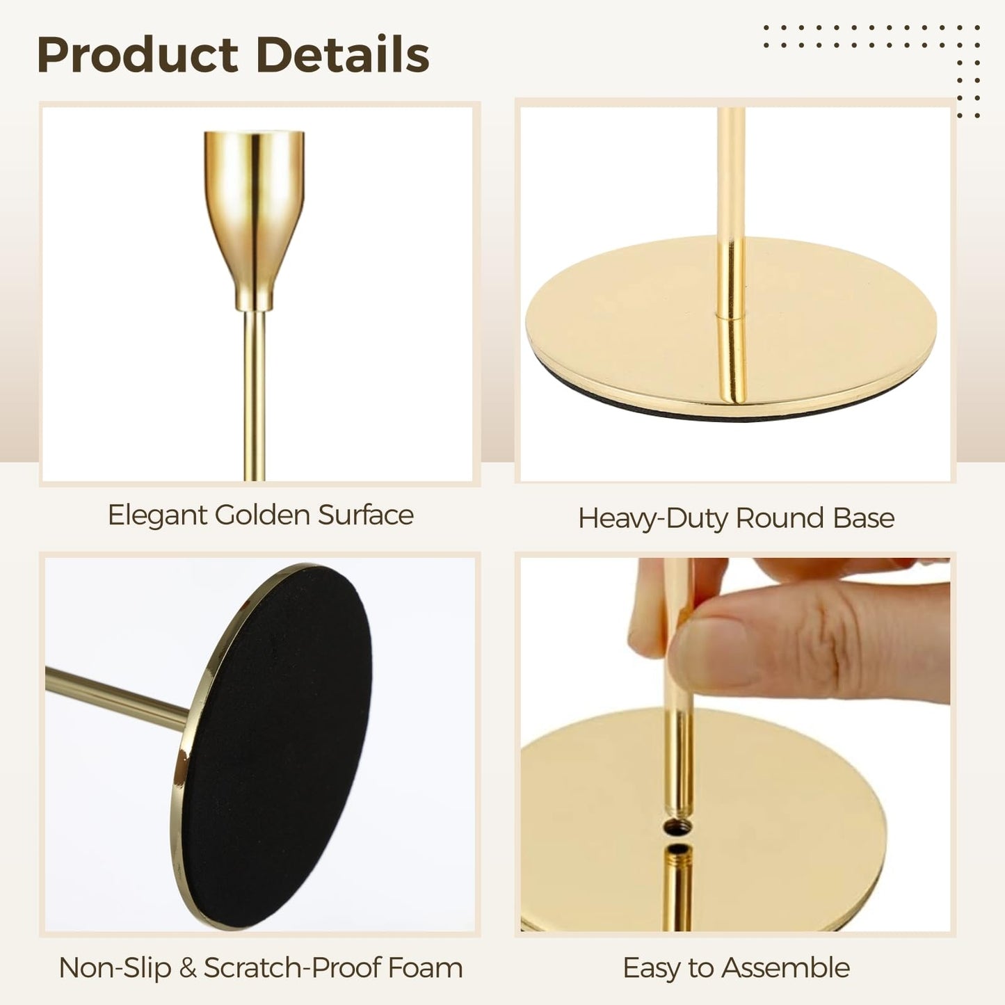 18 PCS Candlestick Holders Metal Taper Candle Holders Tall Candle Holders for Table Centerpiece Modern Pillar Candle Holder Decorative Candle Sticks for Home Wedding Decor