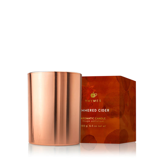 Thymes Scented Candles for Home Decor - Luxury Home Fragrance Gifts for Women & Men - Fall Candles with Warm Notes of Apple, Clove, & Cardamom - Rose Gold Votive (Simmered Cider, 6.5 oz)
