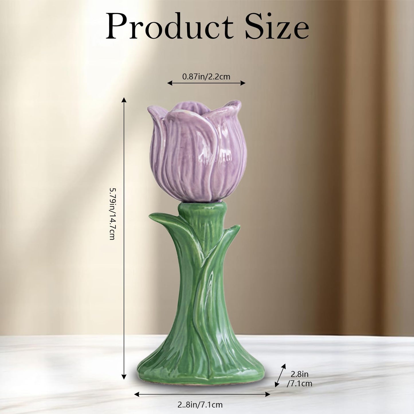 Ceramic Candlestick Holder， Candle Holder for Taper Candles,Incense, Santo Palo, Halloween Christmas Wedding Parties, Dining Room Home Decoration Display (Purple)