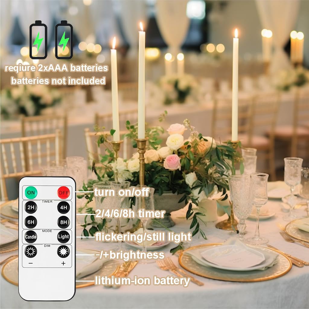 Jaoruizer 24Pcs Flameless Taper Candles,11in Battery Operated LED Taper Candles Flickering with Timer Electric Fake Candlesticks for Wedding Christmas Party, (Batteries Not Included)