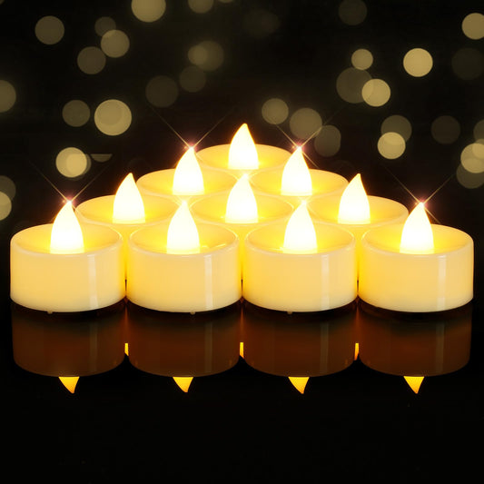 BEICHI Flameless Candles, 50 Pack Tea Lights Battery Operated, No Flickering Votive Candles LED Tea Lights for Halloween Christmas Wedding Home- Warm White, Ivory Base
