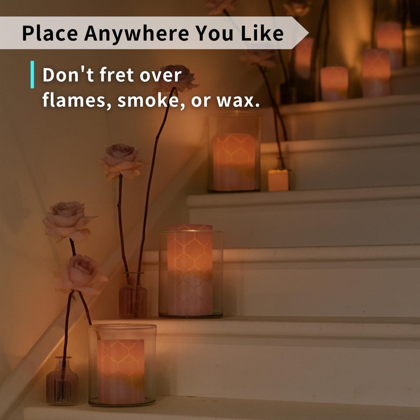 FURORA LIGHTING Dusty Rose Flameless Candles - Real Wax, Adjustable Brightness, Remote & Timer - 4 Pillars (3x4, 3x6) and 4 Votives, 8-Pack, Battery Operated