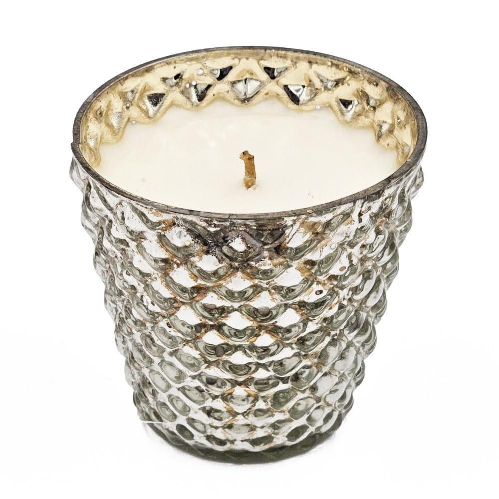 Scented Soy Wax Candle in Antiqued Glass Jar with Earl Grey Fragrance for Home Aromatherapy and Cozy Living Spaces