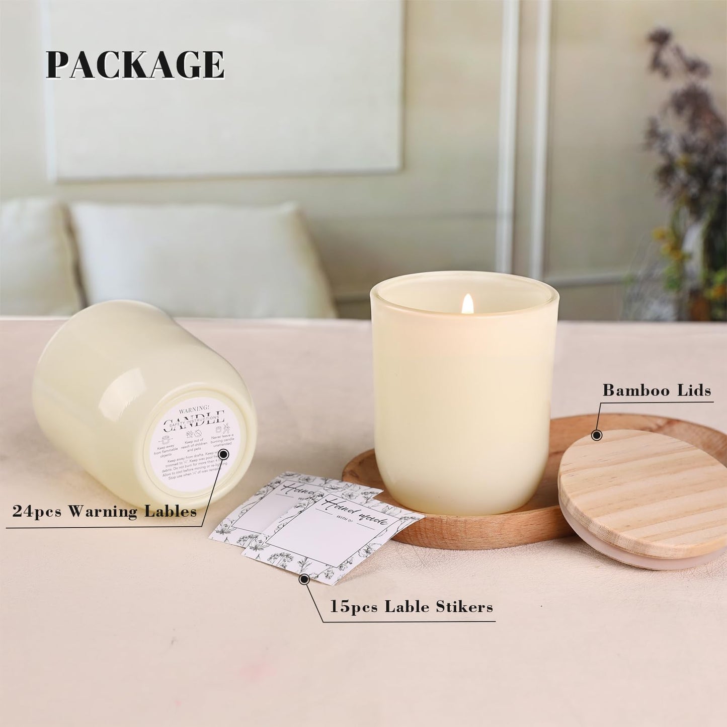 LETINE White Candle Jars 8 oz - 12PCS Glass Candle Vessels with Lids for Candle Making Supplies, Home Storage & Wedding Gifts | Versatile Candle Containers for Making Candles & DIY Crafts