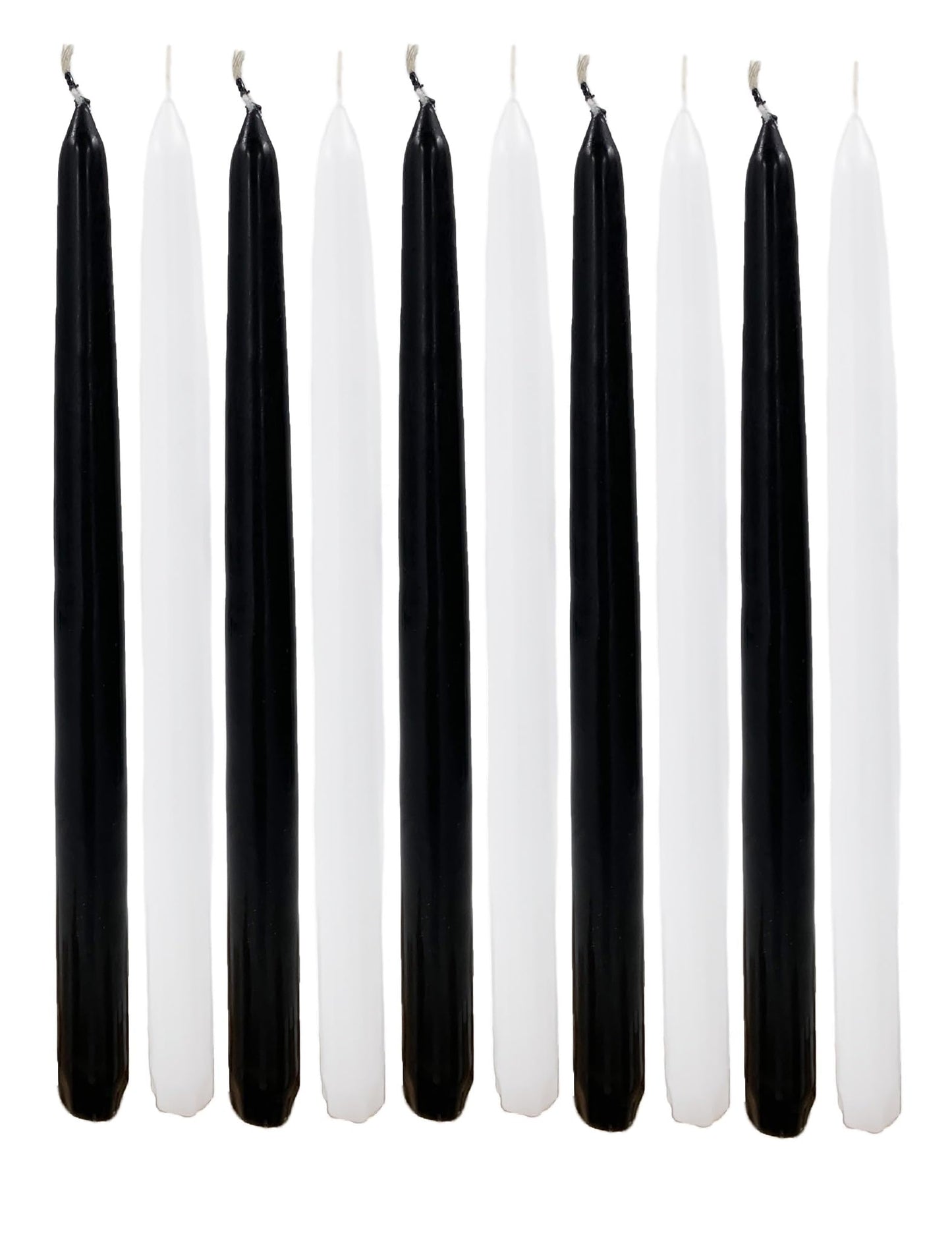 D'light Online Elegant 10" Black Tie Taper Candles Premium Quality- Unscented, Hand-Dipped Tapered Candles, Dripless and Smokeless - Set of 12 (10 Inch, Black Tie)