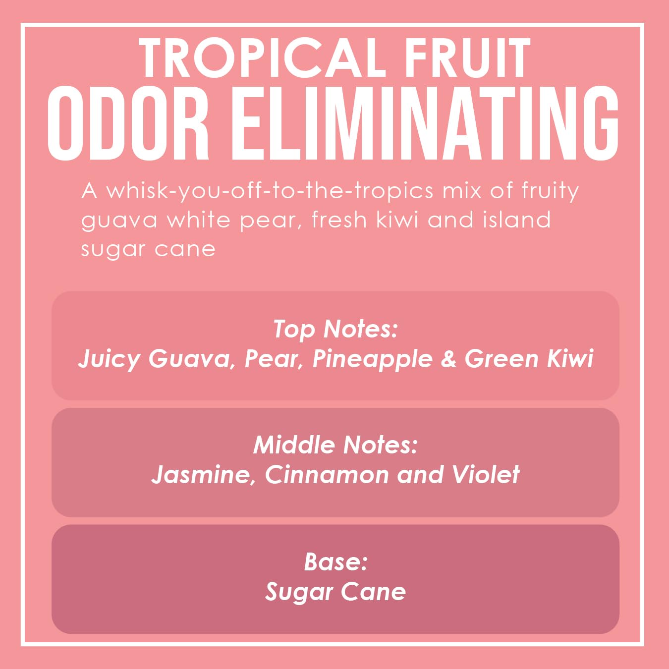 Tropical Fruit Odor Eliminating Highly Fragranced Candle - Eliminates 95% of Pet, Smoke, Food, and Other Smells Quickly - Up to 80 Hour Burn time - 12 Ounce Premium Soy Blend
