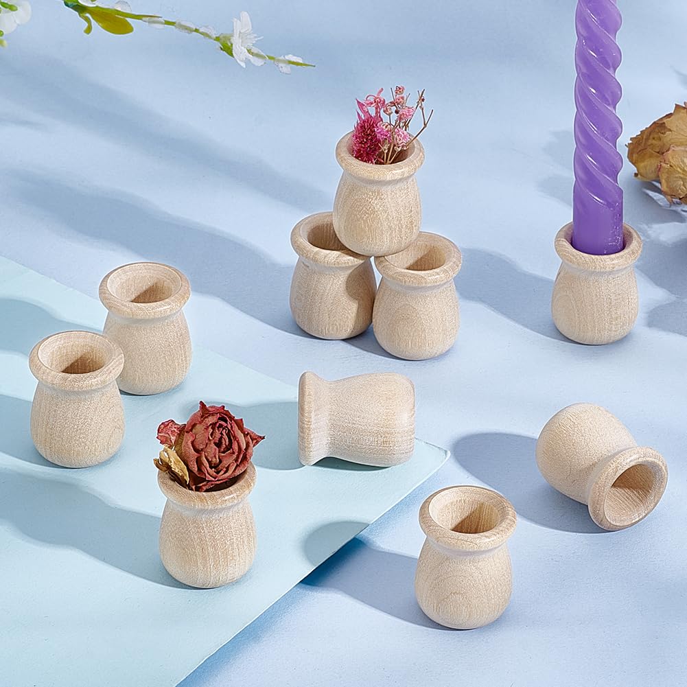 PH PandaHall 20pcs Candle Cups, Wood Candle Holders Unfinished Wooden Candle Cups Wood Dowel Caps Candlesticks Holders for Hand Painting Crafts Home Decor Fireplace Decor, 1 × 1.3 Inch