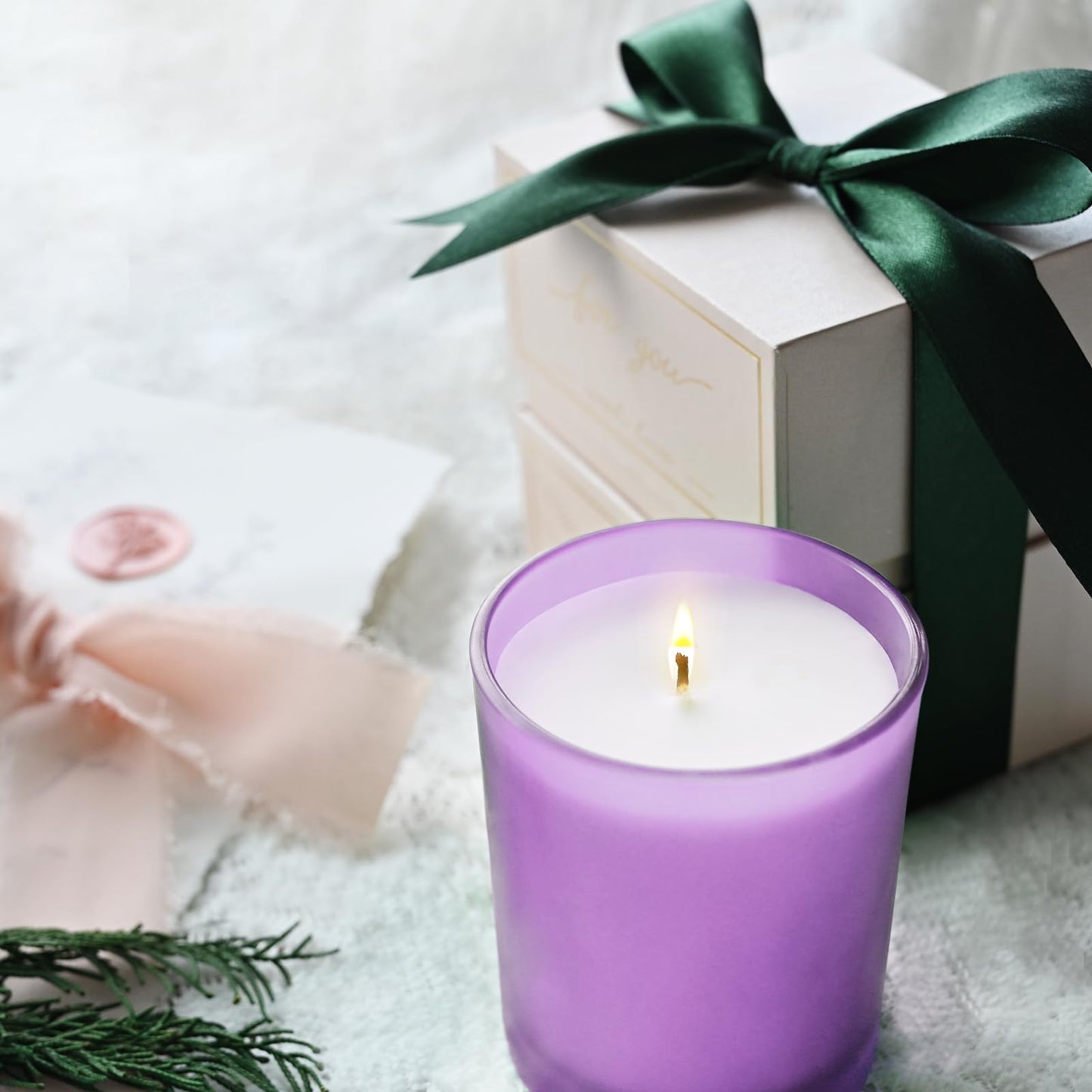 SHOWIN 10 OZ Thick Candle Jars for Making Candles 15 Pcs, Empty Jars with Wood Lids for Candle Making, Sample Container, Frosted Purple