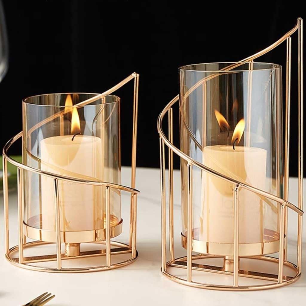 Candlestick Holder Golden Metal Candle Holder Multifunctional Glass Vase Glass Candle Holder Table Decoration Candle Modern Home Decoration Candle Holders (Size : Small)
