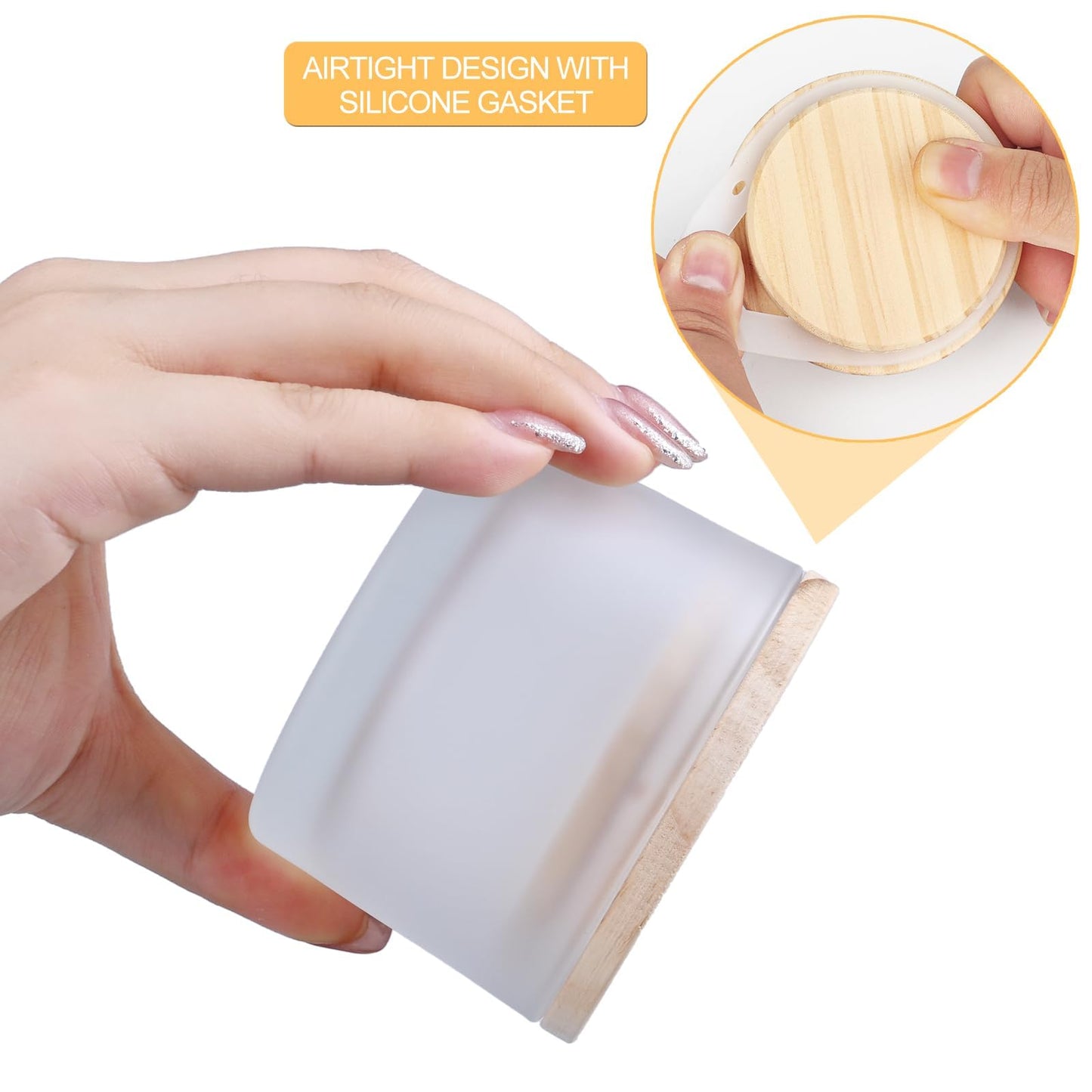SHOWIN Thick Candle Jars for Making Candles 20 Pcs, 4 OZ Empty Jars with Wood Lids for Candle Making, Sample Container, Frosted White