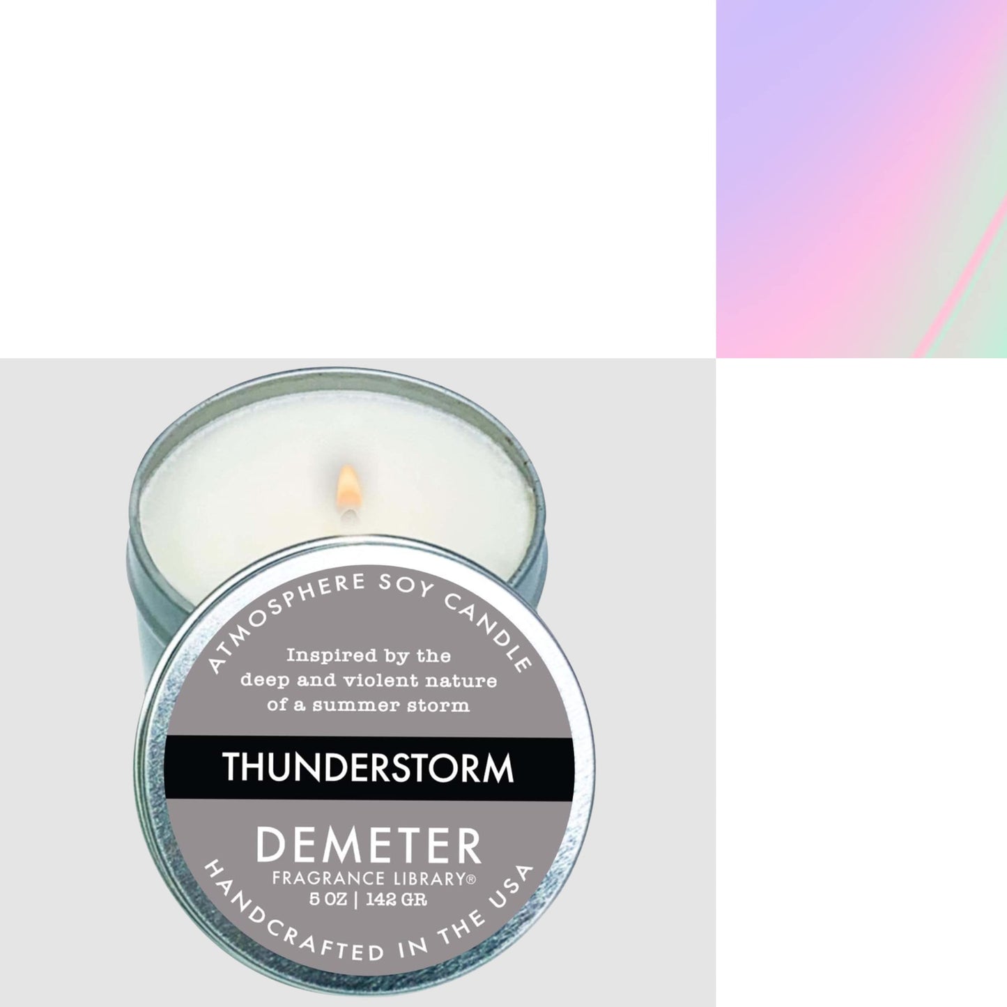 DEMETER Thunderstorm Soy Candle, Scented Candles with Unique Fragrances, Perfect for Aromatherapy and Home Decor, Cute Candles for Travel and More