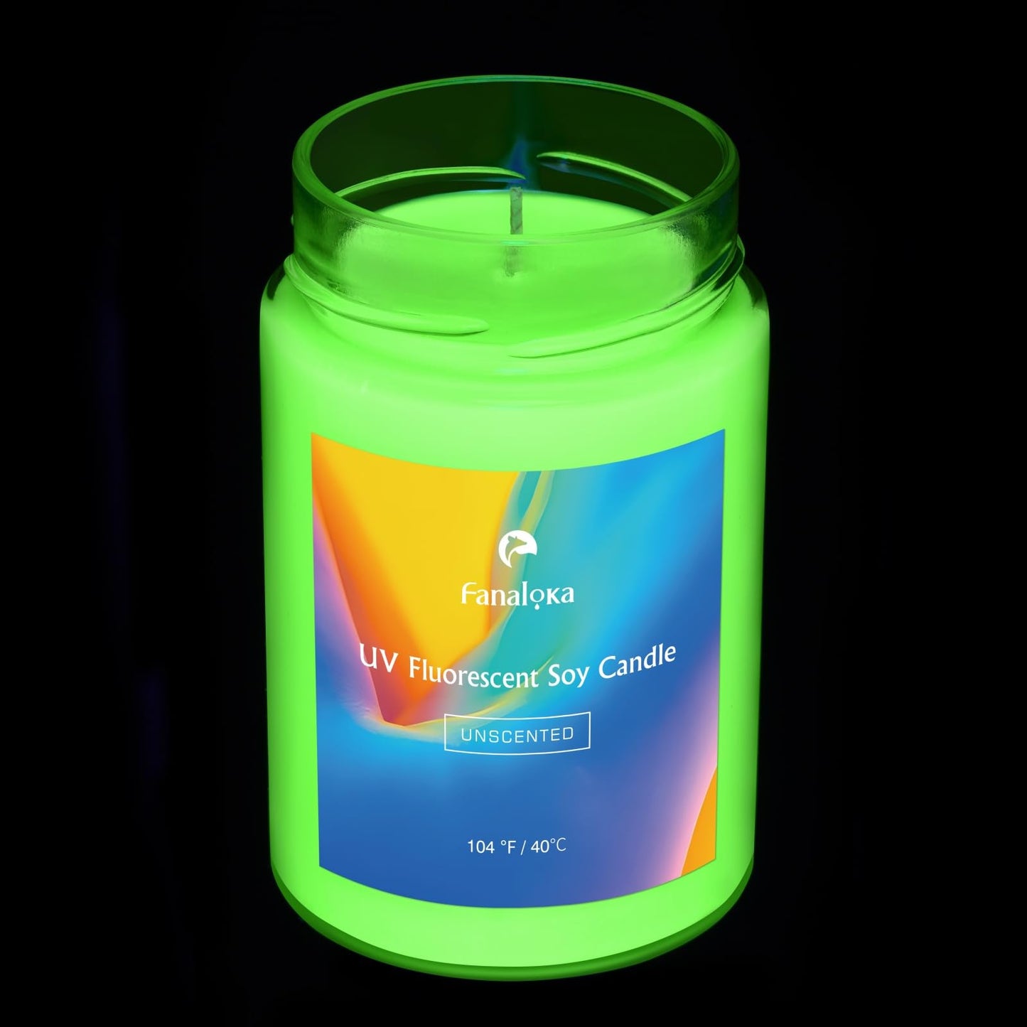 UV Fluorescent Soy Wax Low Temperature Candles, Low Heat Body Safe Candle for Night Party, Unscented, 104 °F (40°C), 11 oz (310g) (Yellow)