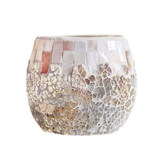 Candle Holder Candle Stand Shell Light-Colored Glass Mosaic Candle Holder Ornaments Candlelight Dinner Decoration Candlestick Holder