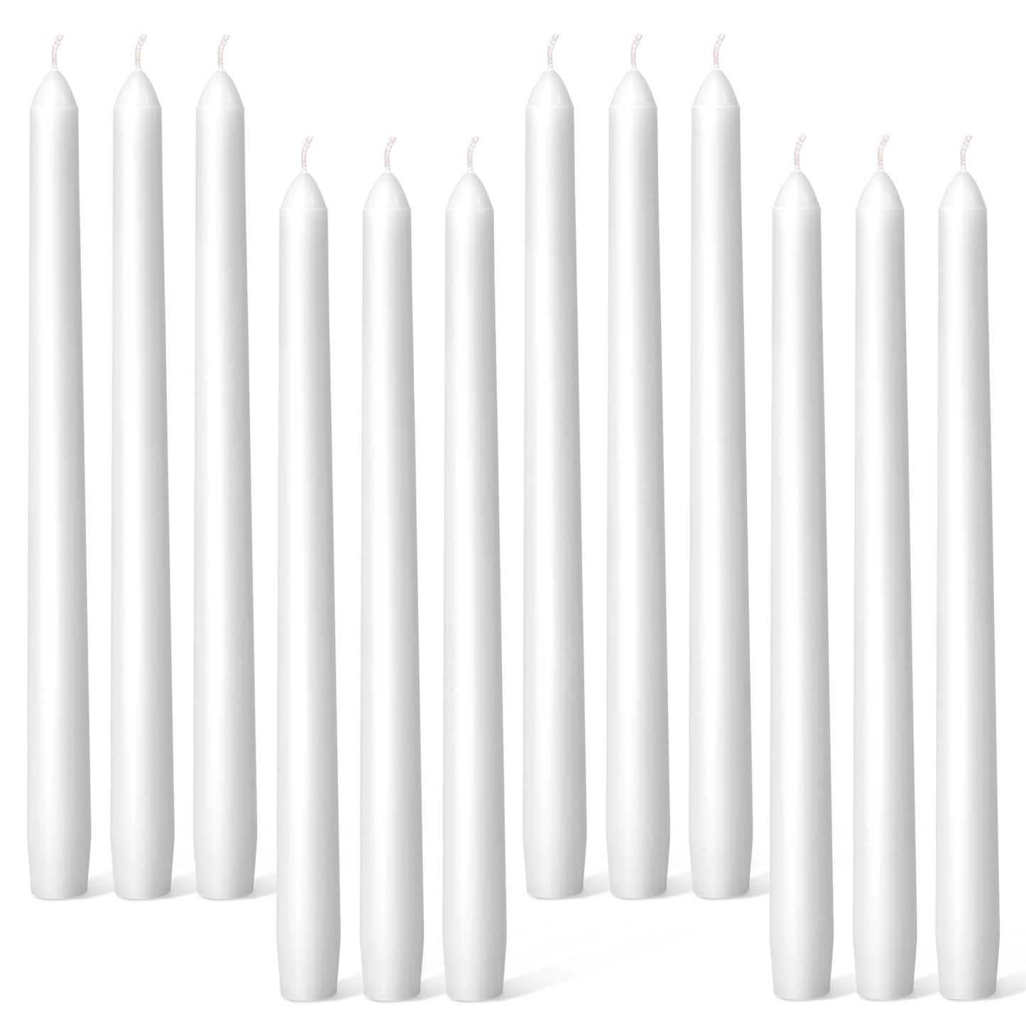 Everymoment White Taper Candles - 12 Pack 10 Inch Candlesticks - Dripless & Smokeless for 8 Hours - Unscented Paraffin Wax - Perfect for Wedding Christmas Halloween Holiday Dinner Table & Home Decor