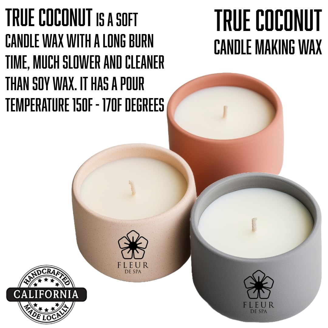 Coconut Candle Wax 6lb by FLEUR DE SPA – Premium All-Natural Coconut Wax Blend – Made in USA – Clean Burn, Great Scent Throw – for DIY Candle Making (6 Pound Box)