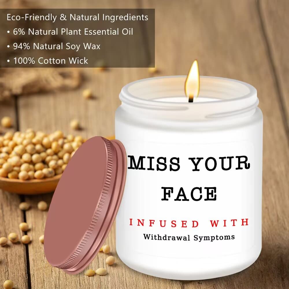 Homsolver Gifts for Women, Men, Friends, Sister, Bestie, Mother Day Gift for Friend, Christmas Birthday Candles for Her Him, Unique Friendship Gift for Friend, Miss Your Face Scented Candle