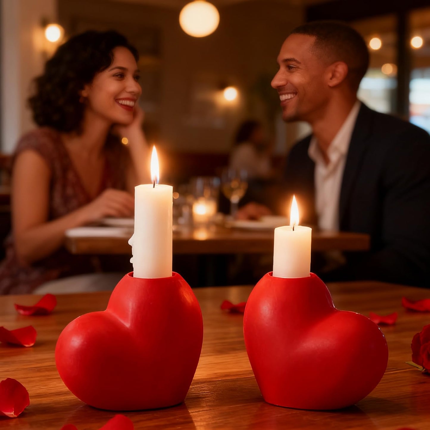 Candlestick Holders, Heart Taper Candle Holder, Candle Holders for Pillar Candles, Love Candle Holder for Valentine's Day Weddings Holiday Fireplace Party Housewarming&Christmas Décor Dining Home-084