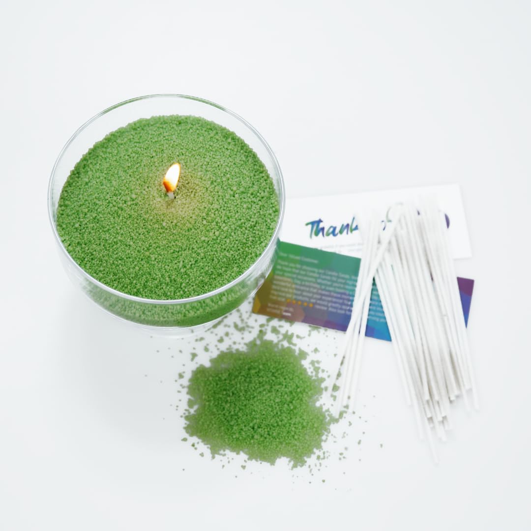 VITARIE Refillable Pearled Candle Sand 18oz, Unscented, 30 Cotton Wicks, 1.1lb Long Burning, Candle Making Kit, Green
