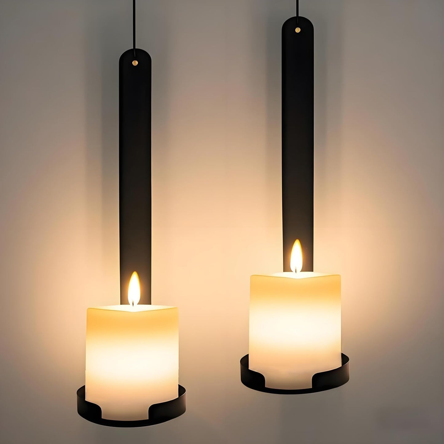 AimtoHome Black Wall Candle Sconces Set of 2, Cast Iron Wall Mounted Candle Holders, Multi-Purpose Farmhouse & Minimalist Modern Decor for Living Room, Hallway