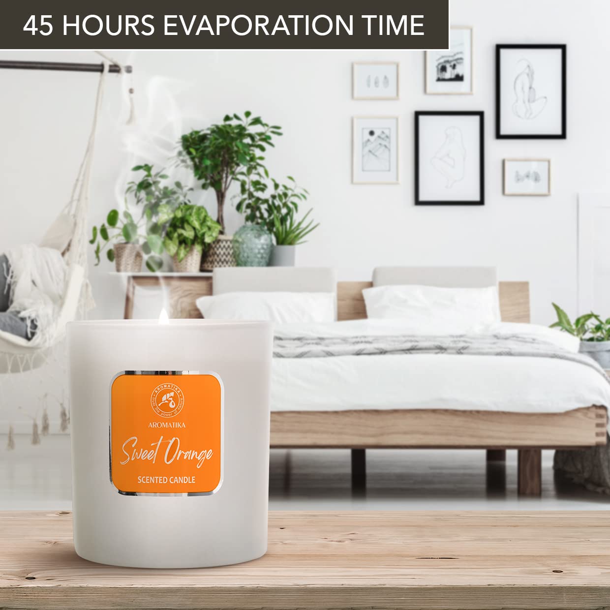 Sweet Orange Essential Oil Aromatherapy Soywax Candle - Up to 45 Hours Burn Time - Glass Candle Gift - Luxury and Sensual Soy Wax Candle
