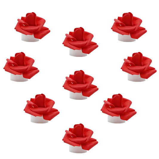 Della Stella 9 Pack Battery Operated Tea Light Candles with Artificial Rose Petals, Romantic Flameless LED Candles for Valentine's Day, Weddings, Proposals, and Christmas Decor