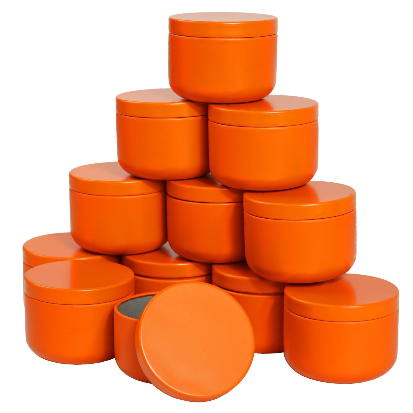 12 Pack 3 oz Candle Tins with Lids,Round Metal Candle Jars for Candle Making,Bulk Empty Tins Containers for DIY Crafts Christmas Gifts Small Business Supplies–Airtight Storage Jars (Orange)