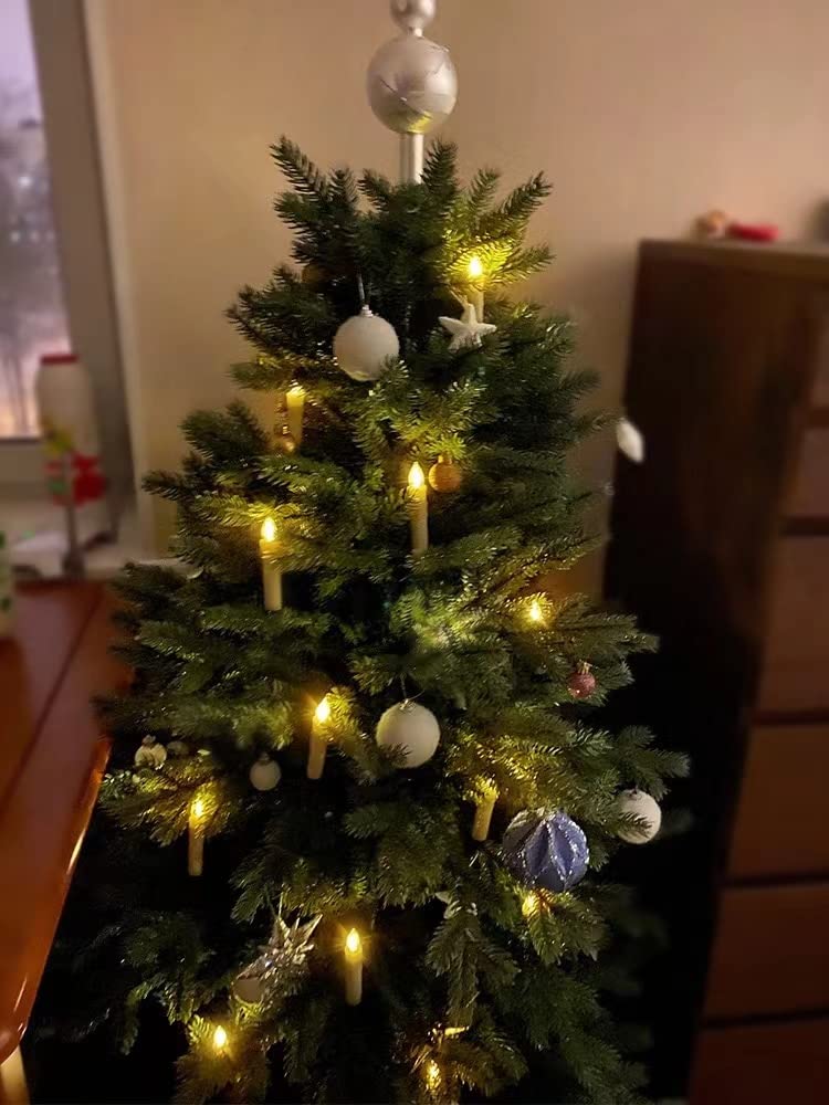 20 PCS Flameless LED Window Candles with Remote Controls and Timers, Christmas Tree Candle Lights, Battery Operated Taper Candles for Chandeliers Party Easter Decoration, Warm White Light with Clips