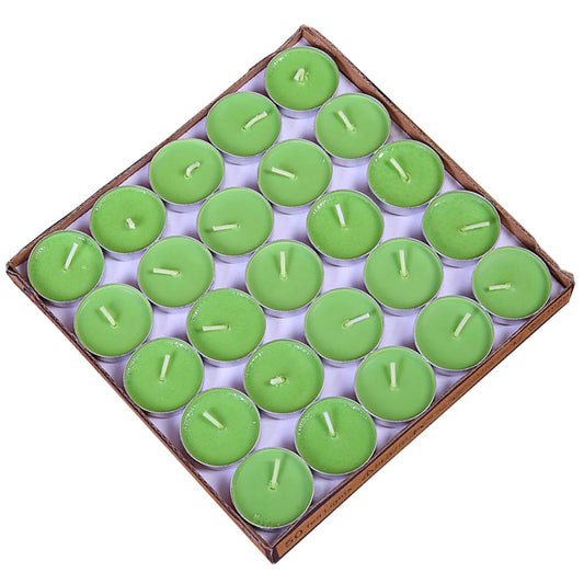 Tea Lights Candles, 50 Pack Colorful Tealights Paraffin Pressed Wax About 2 Hours Burn Time for Travel, Centerpiece, Decorative, Gifts, Happy Birthday, New Year(Green)