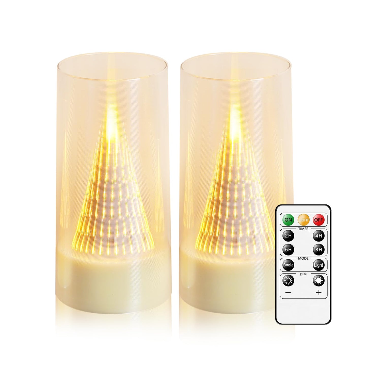 Eebus LED Flameless Candles with Remote - Battery Operated,Fake Candles for Home Décor Tapered Glowing Pillar Candle Lights Add a Warm and Romantic Atmosphere Set of 2 (D 3"×H 6" 6") (Ivory)