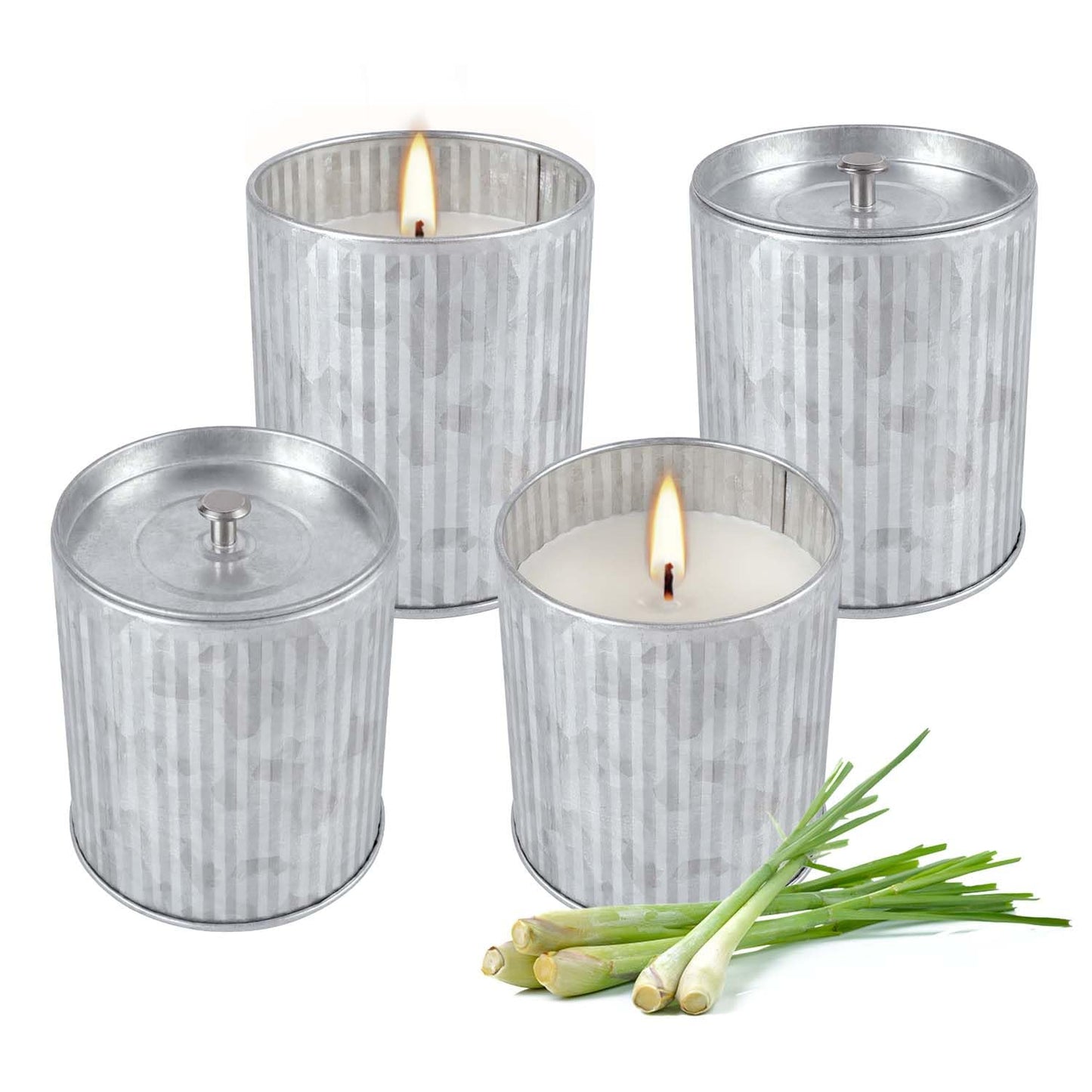 4Packs Citronella Candles Outdoor Indoor,Natural Soy Wax Scented Candles,Long Lasting Burning for Home Gardon Patio Balcony,Summer Gift,Silver 4oz
