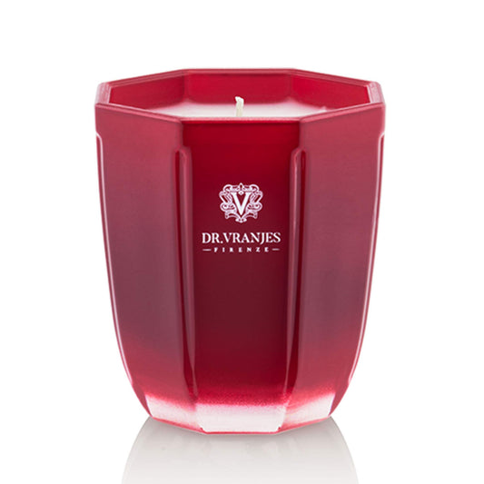 Dr. Vranjes - Decorative Candle Tormalina - Rosso Nobile 80 g / 3 oz, Scented Candle, Refined Colored Glass Vessel Hand-Made, Octagonal Form, Color Red, Made in Italy