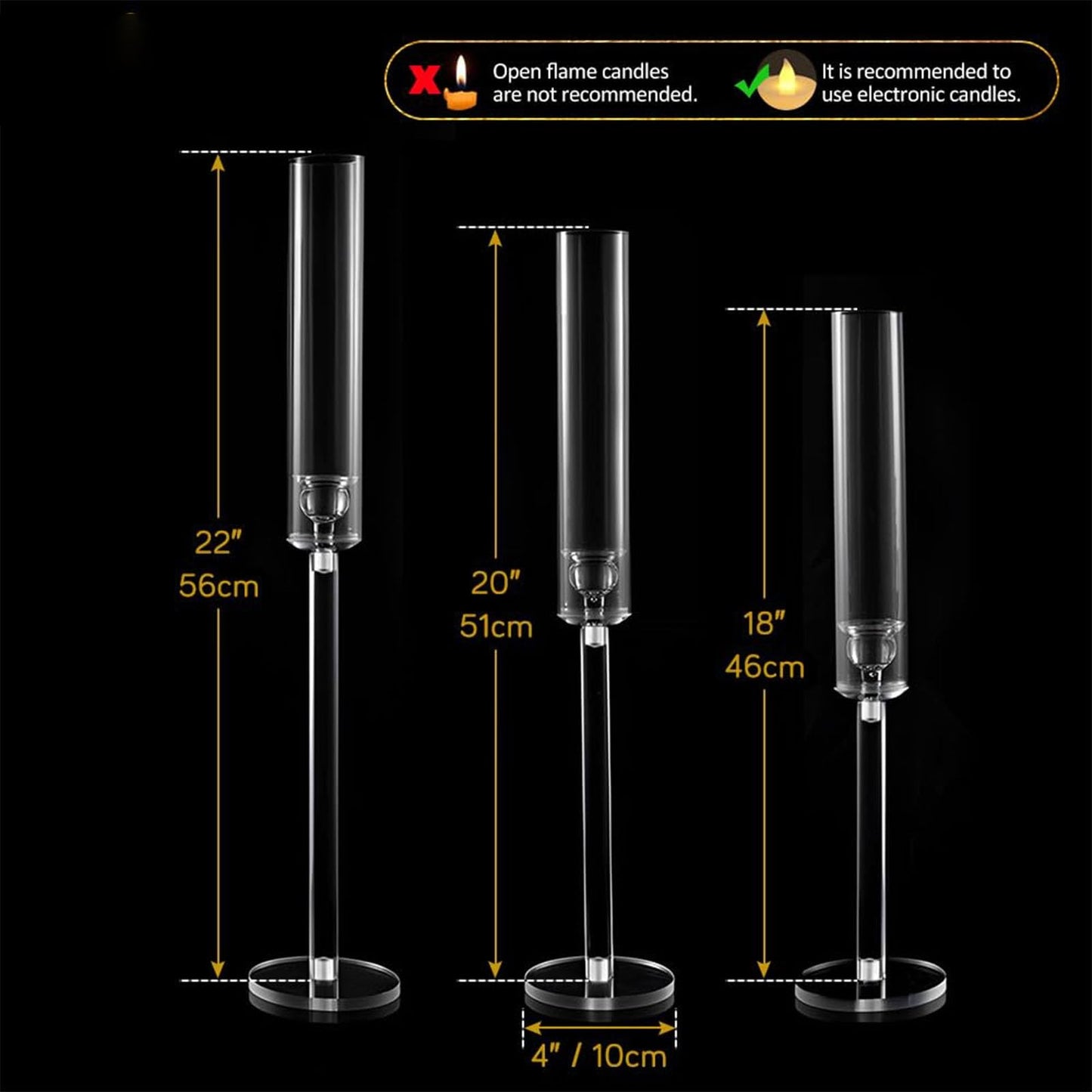 2/4PCS Candle Holder - Candelabra, 3/5 Arms Clear Candelabra Centerpieces for Wedding, Acrylic Candle Holder, Taper Candlesticks Candle Holders, with Acrylic Shade(3 Arm)