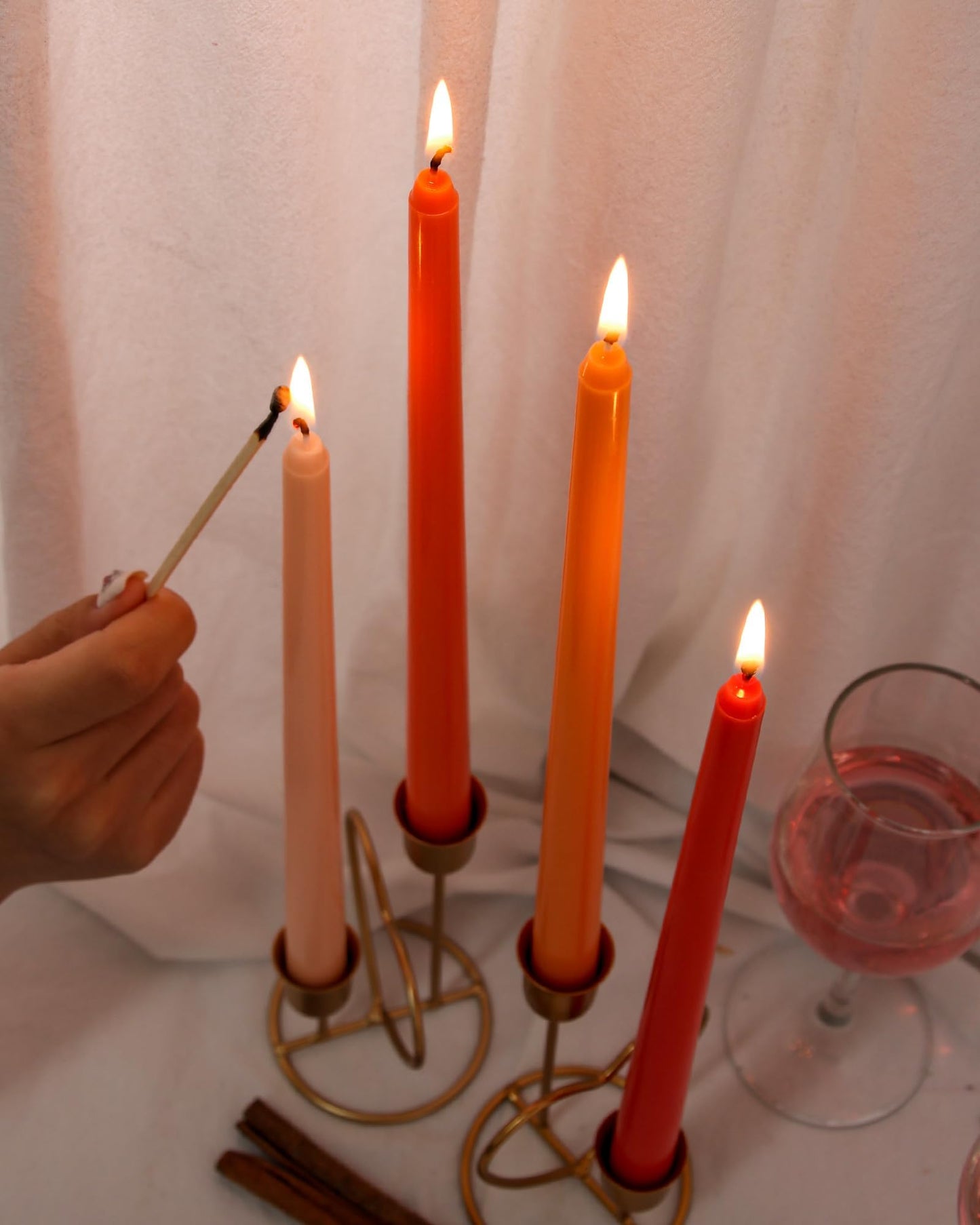 Viyffo 12 Inch Orange Taper Candles 4 Pack Unscented Smokeless Long Tall Tapered Candles for Candlesticks Sticks Wedding Home Decor Dinner