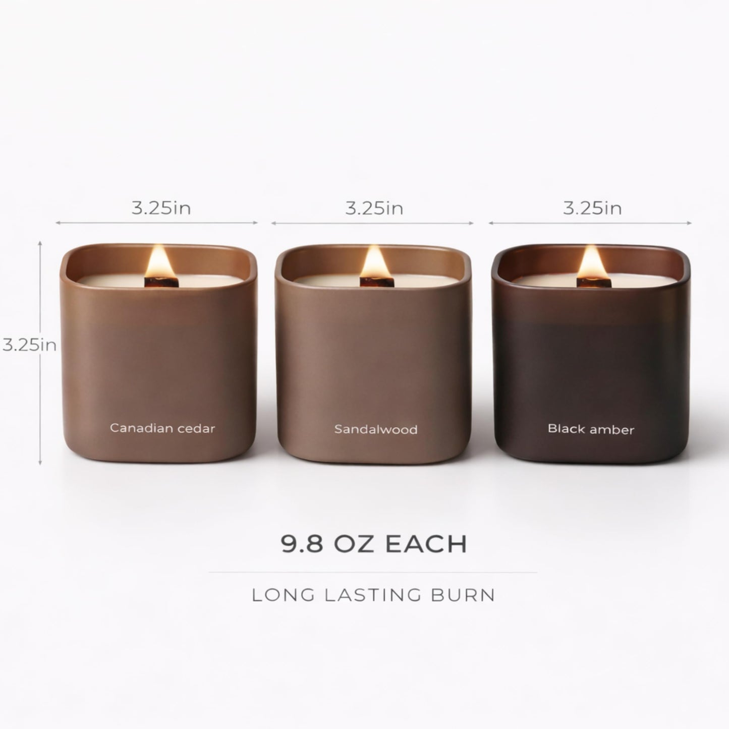 Set of 3 Premium Scented Soy Candles Gift Set | Dusk to Dawn Collection - Canadian Cedar, Black Amber & Sandalwood | Crackling Wood Wick | Luxury Candles for Relaxation, Home Décor, Gifts | 9.8oz Each
