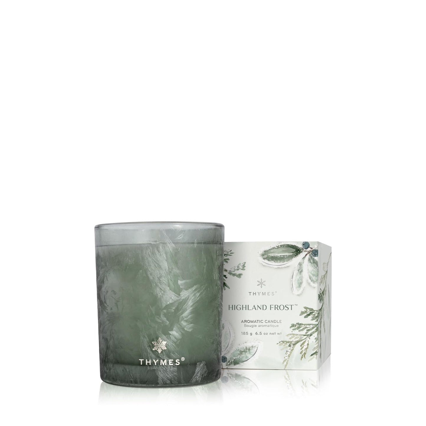 Thymes Scented Candles for Home Decor - Luxury Home Fragrance Gifts for Women & Men - Winter Candles with Crisp Notes of Sage, Eucalyptus, & Cypress Needles - Sage-Green (Highland Frost, 6.5 oz)