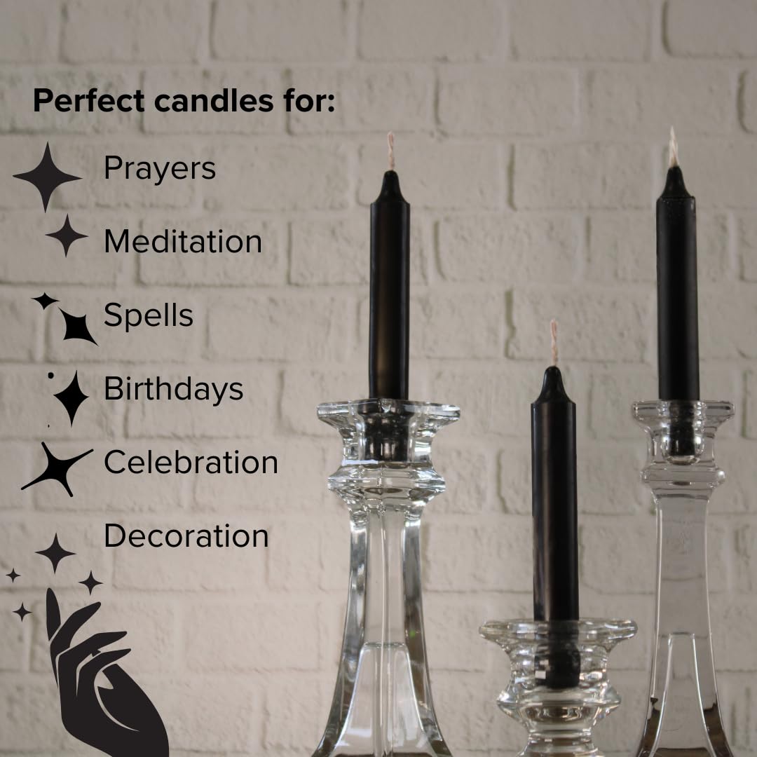 Simply Soson 5 inch Ritual Taper Candles Bulk, Mini Taper Candles - 24 Black Chime Spell Candles - Small Taper Candle Stick, Use as Witchcraft Supplies, Altar Unscented Prayer Candle
