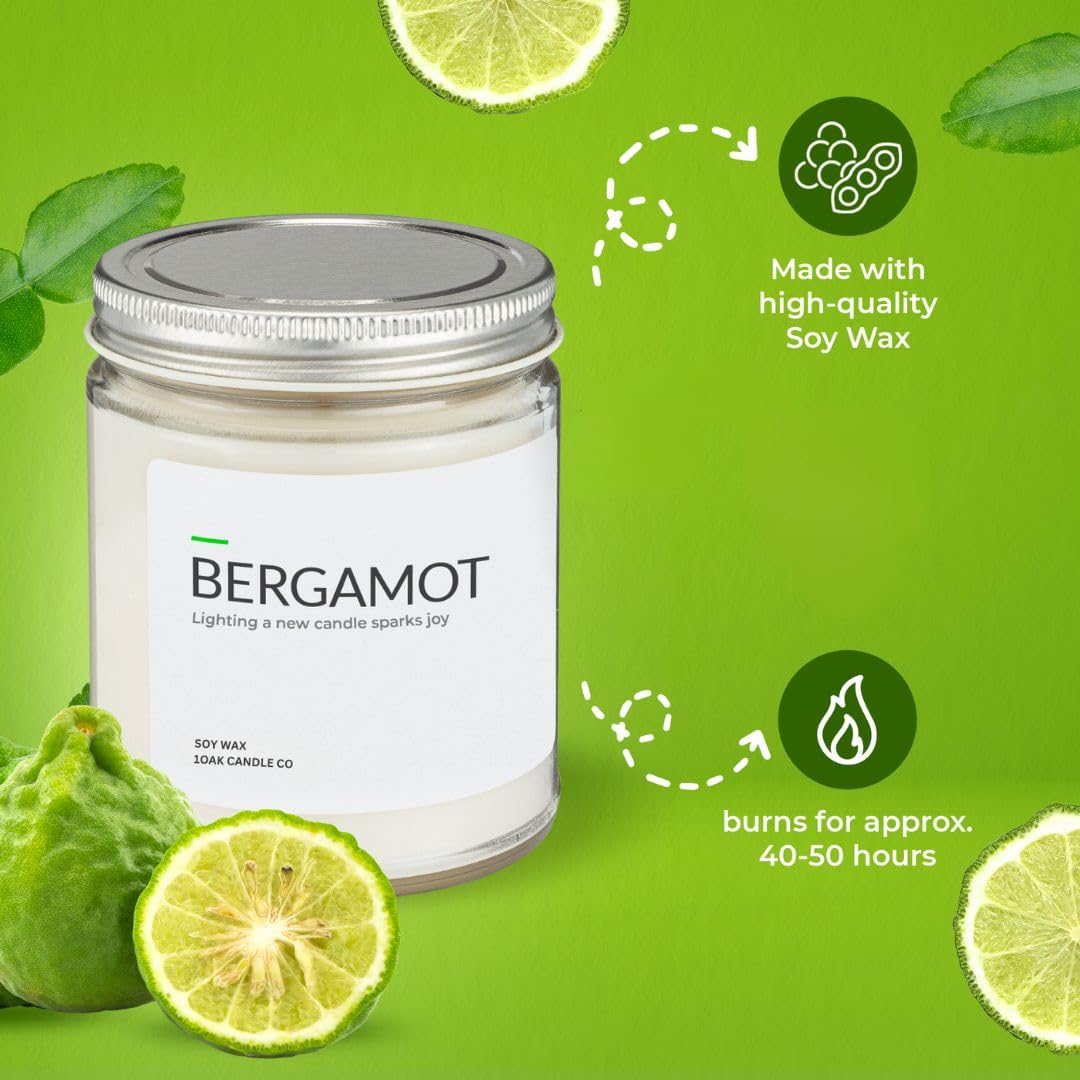 1OAK Bergamot Candle - Soy Candles for Home Scented - Long Burning Premium - Hand-Poured (7oz.)