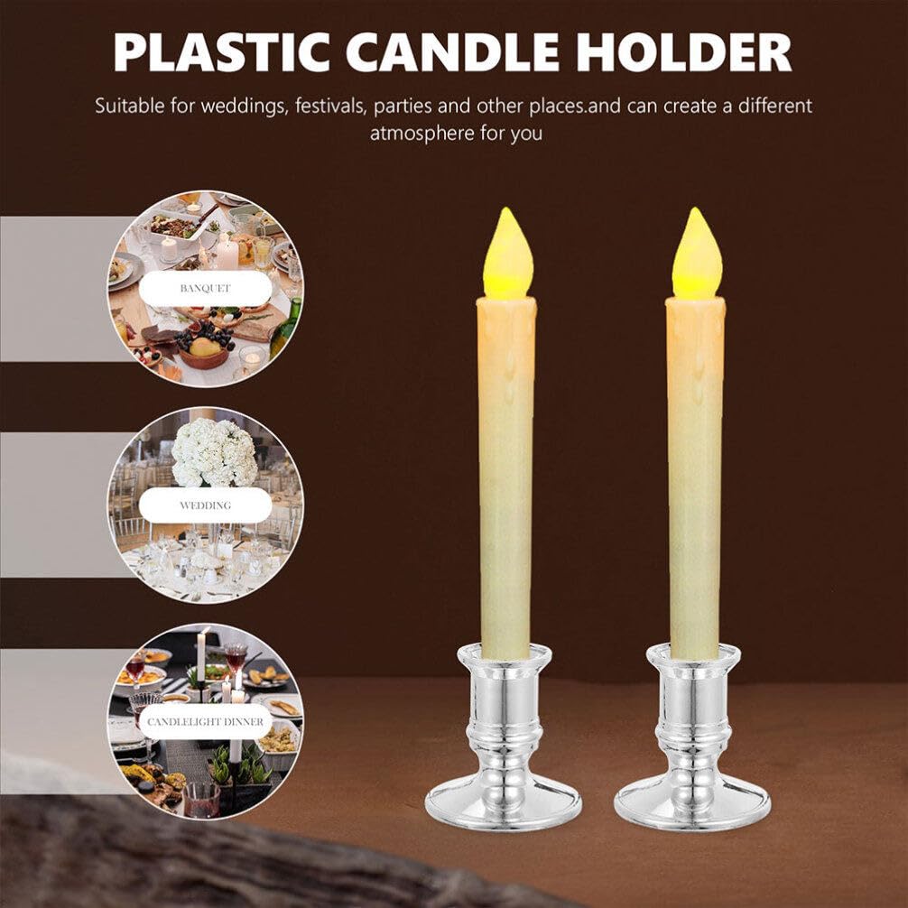 Zerodeko 12 Pack Plastic Decorative Candle Stands Taper Candle Base Holder Set for Tabletop Wedding