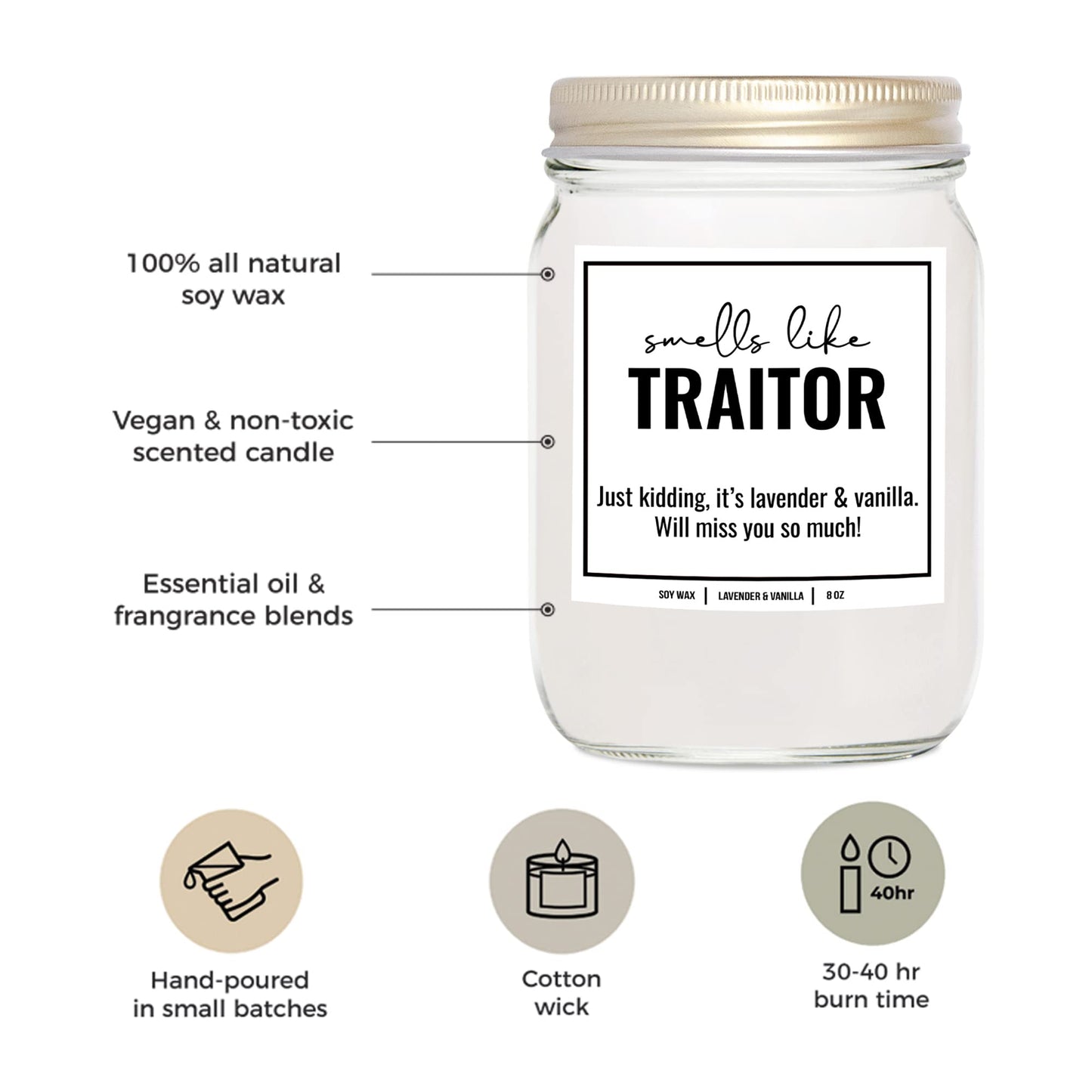 You Nique Designs New Job Candle for Women, 9 Ounces, Going Away Gifts for Coworker, Coworker Leaving Candle for Women, Farewell, Goodbye, All Natural Soy Aromatherapy Candles (Lavender & Vanilla)