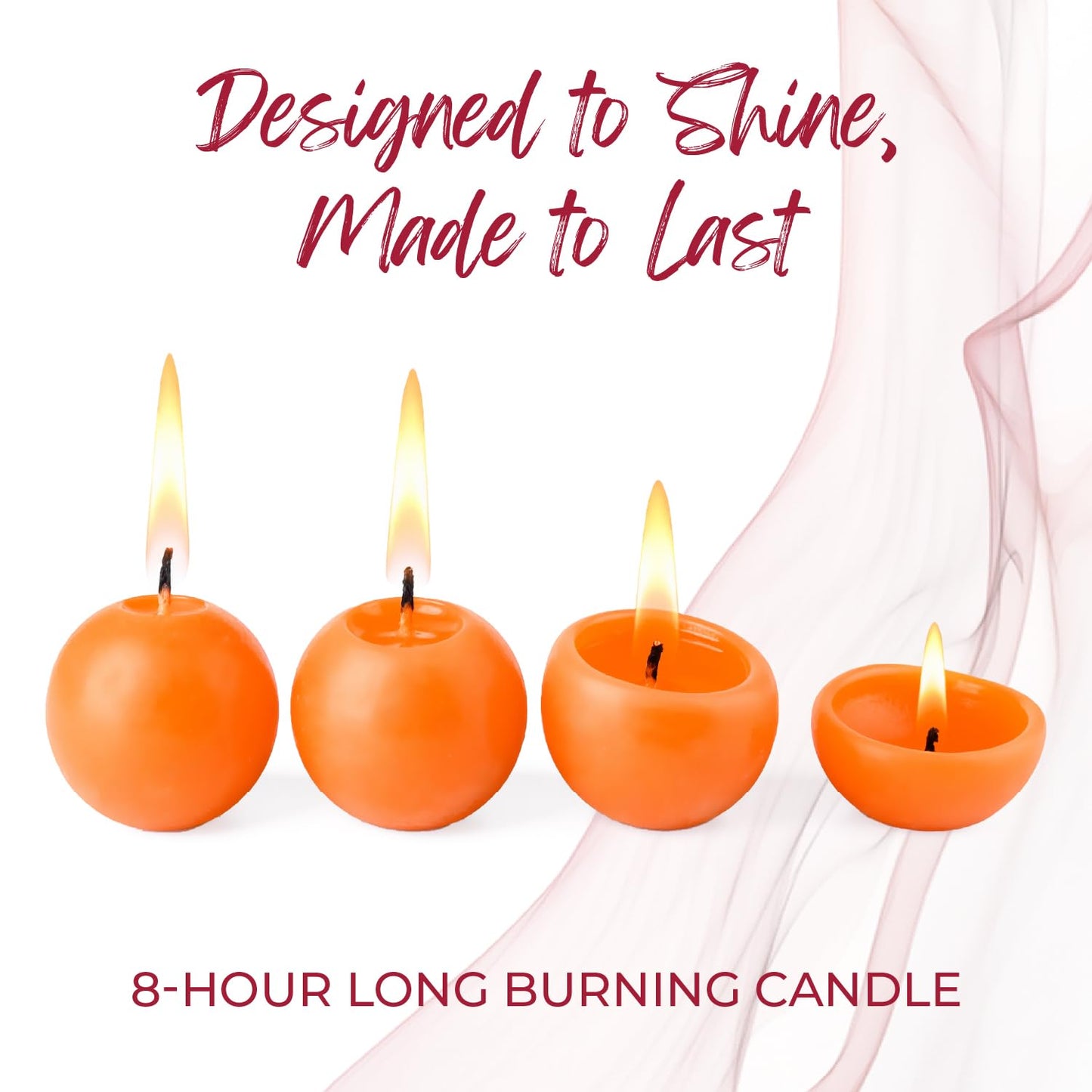 Biedermann & Sons Cantaloupe Round Candles (Set of 4), Unscented Dripless Balls, 2.5" Spheres, 8 Hour Burn, for Table Centerpieces and Seasonal Styling