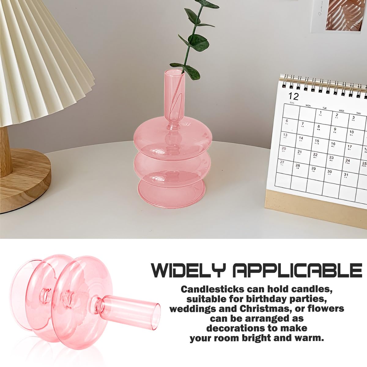 LNQ LUNIQI Glass Candle Holder for Taper Candles,Clear Decorative Candle Sticks Holders for Wedding Valentines Day Birthday Party Centerpiece (PK)