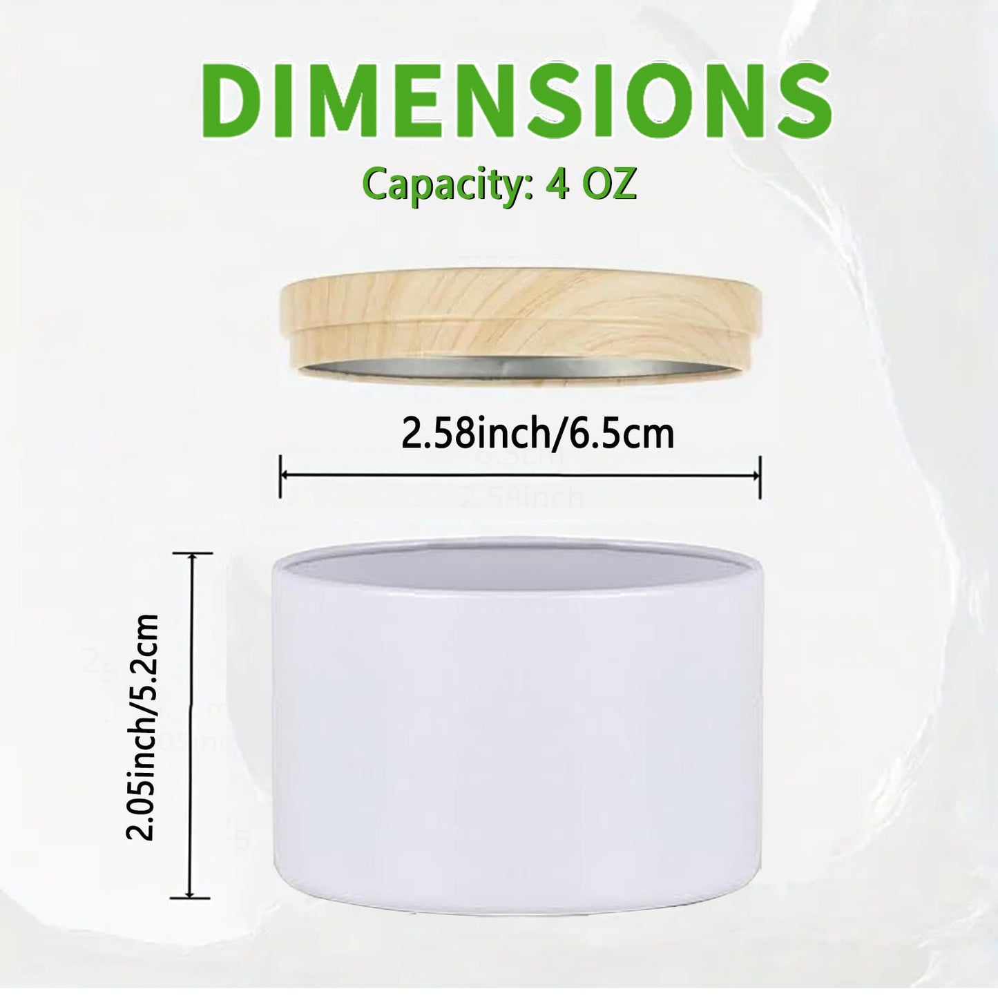 ABK 24PCS 4oz White Candle Tins With Wood Grain Lids, Matte Jars for Candle Making, Empty Metal Container