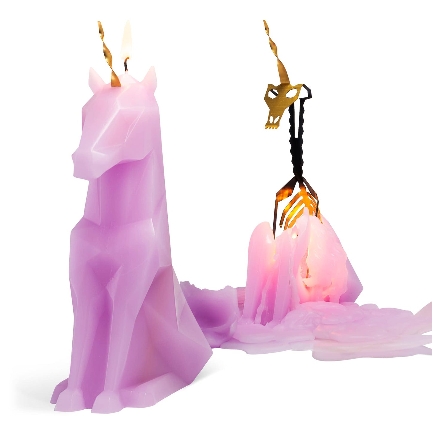 PyroPet Einar Unicorn Candle (Lilac) - The Original Candle with Metallic Skeleton | Icelandic Design Gift for Unicorn Lovers and Art Enthusiasts | 16-Hr Burn Time | Dimensions: 5.1x2.6x8 in