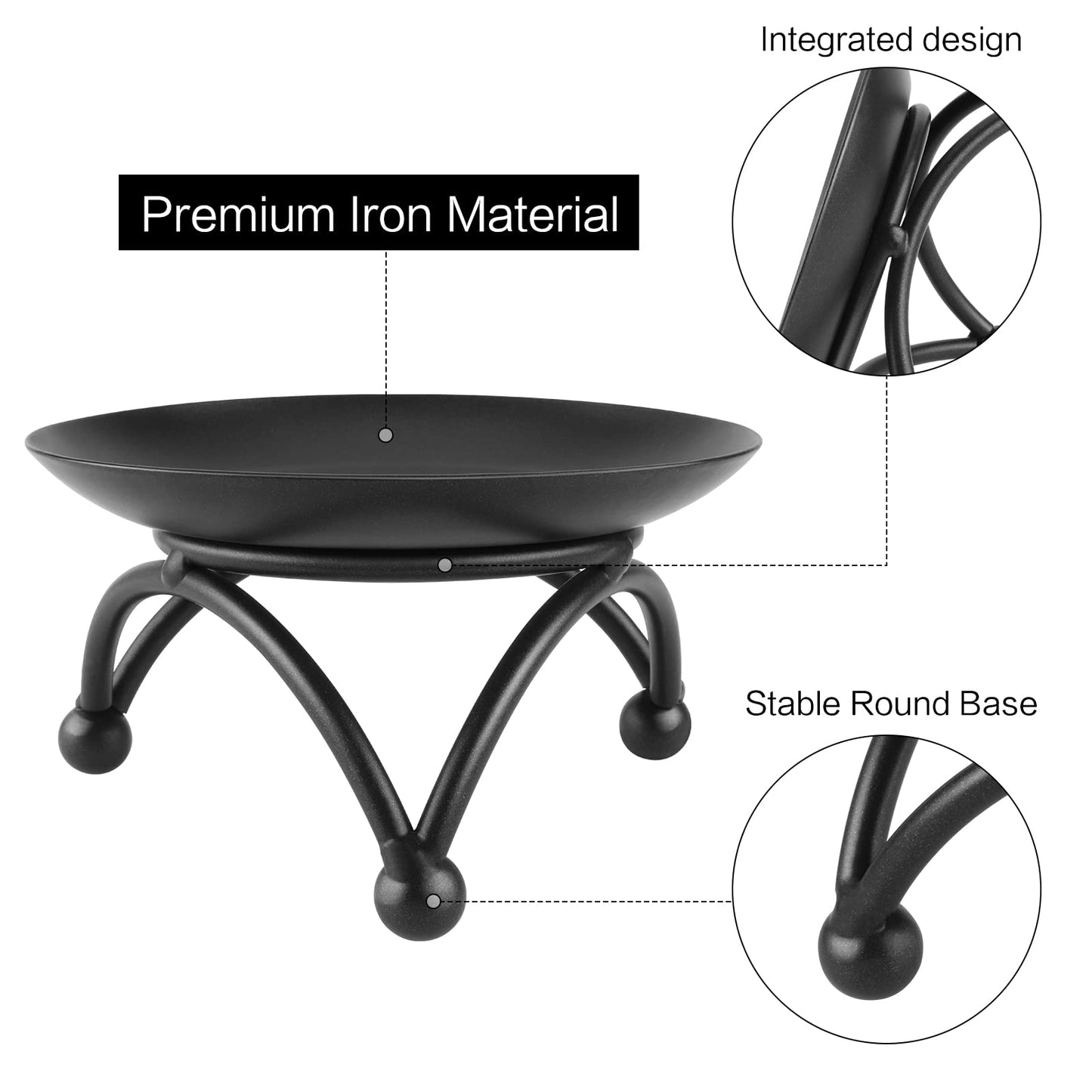 GerayMer Pillar Candle Holder, Iron Candle Stand, Candle Plate, Candlesticks for Pillar Candles, Black Candle Tray for Party Wedding Table Home Decoration (Set of 2)
