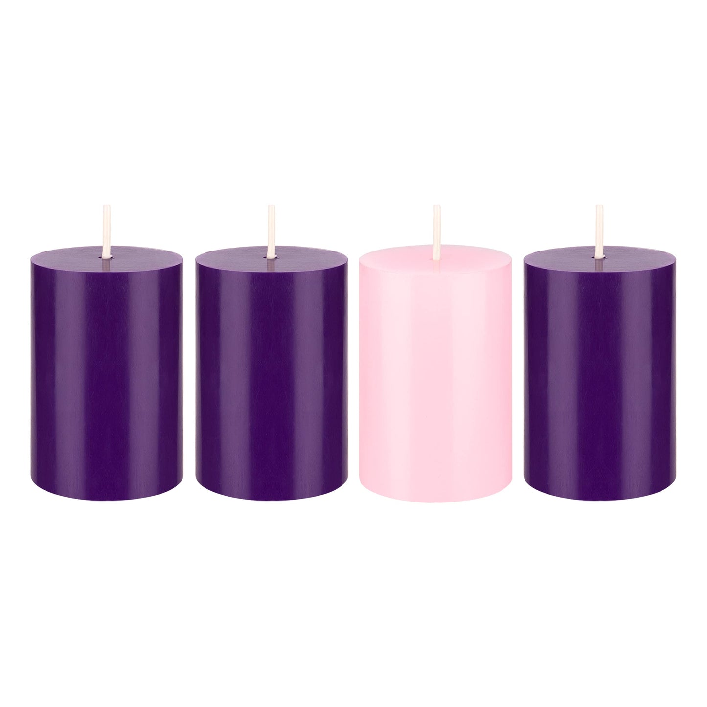 Mega Candles 4 pcs Unscented Christmas Advent Candles Set, Hand Poured Premium Wax Round Pillar Candle 2 Inch x 3 Inch, Holidays, Occasions, Events, Festivitiess, Devotional, Church, Wreath, Gifts